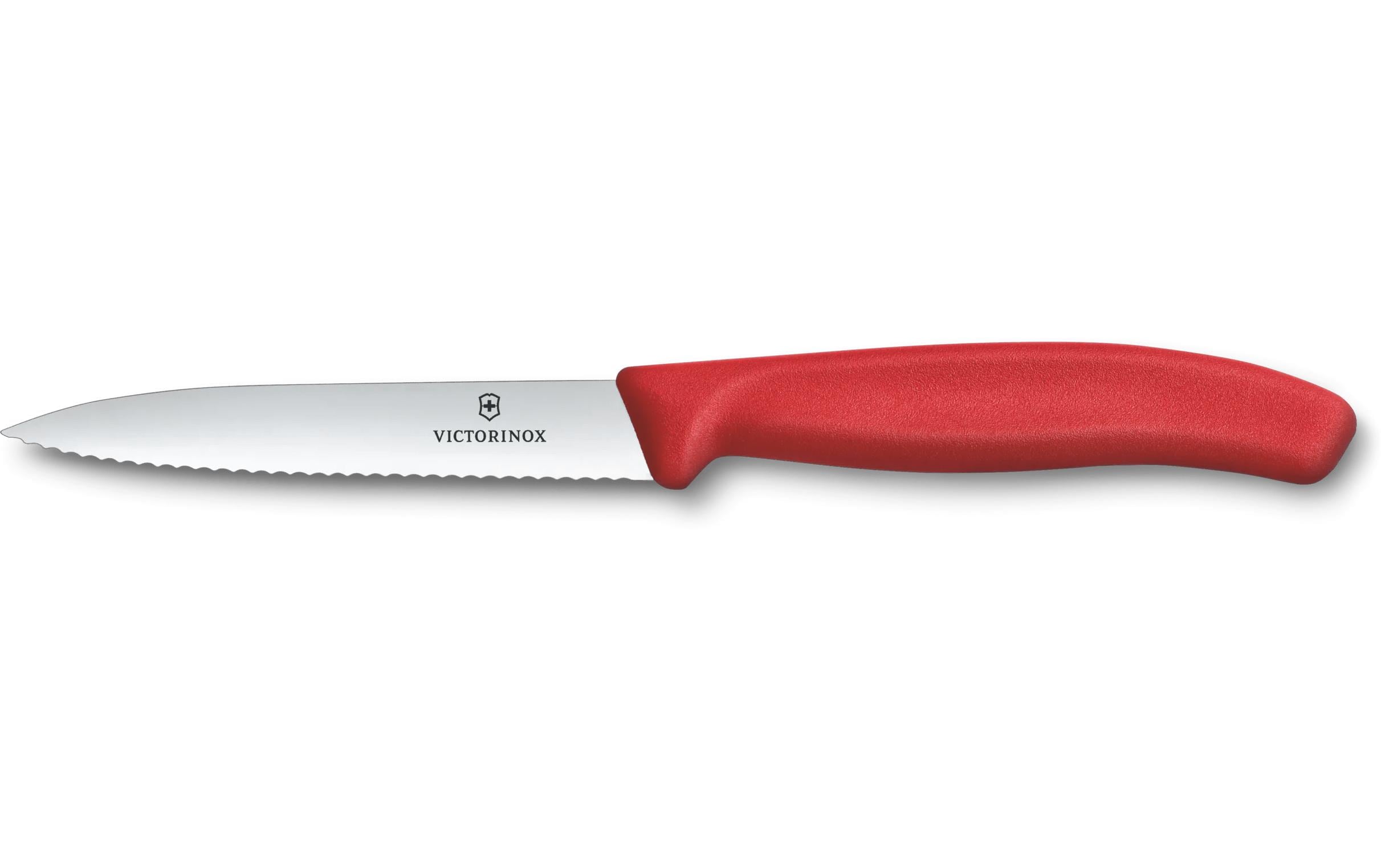 Victorinox Classic Gemüsemesser 10cm rot Wellenschliff, Mittelspitz