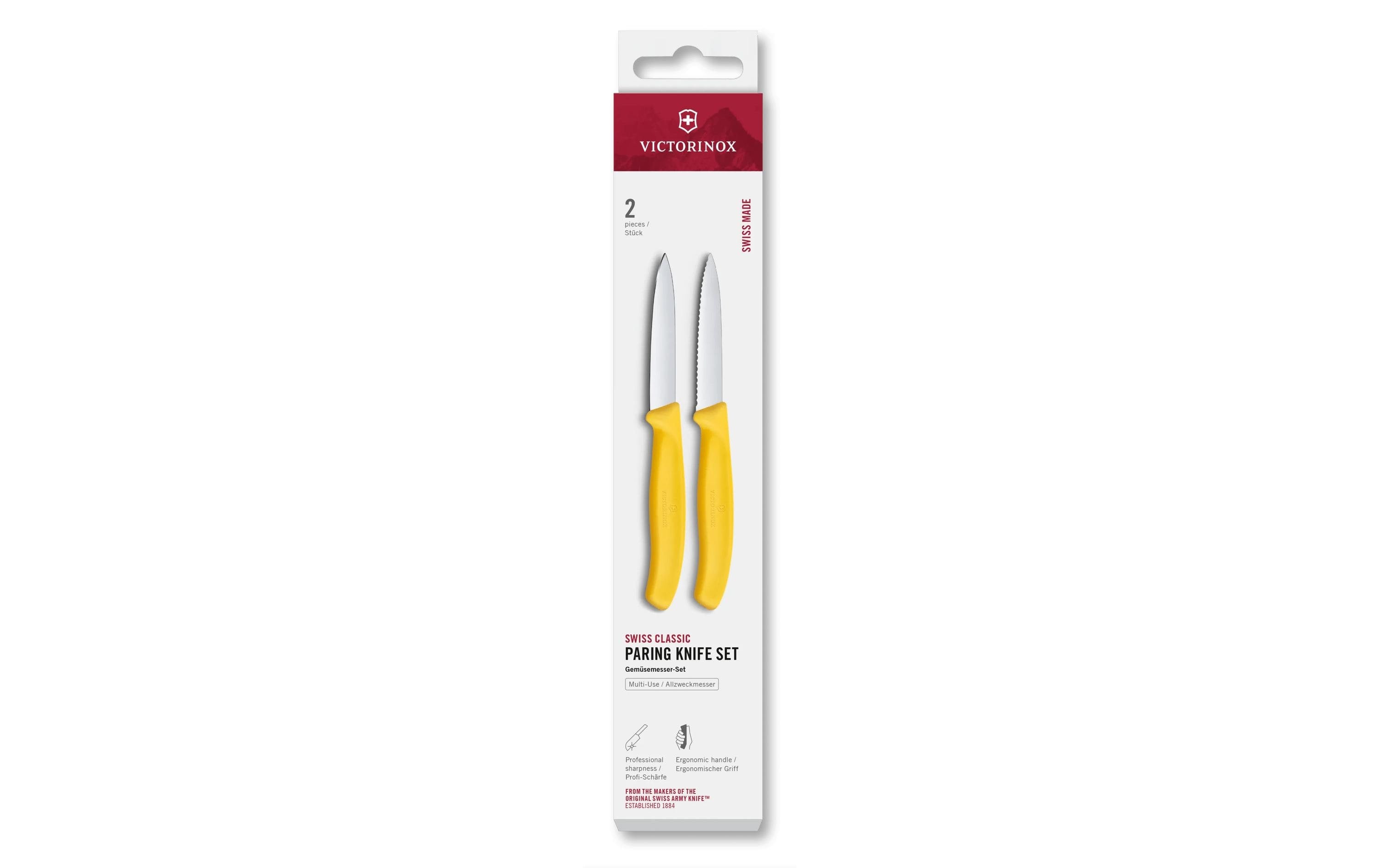 Victorinox Classic Gemüsemesser 8cm gelb Set 2tgl, gerader + Wellenschliff Mittelsp.
