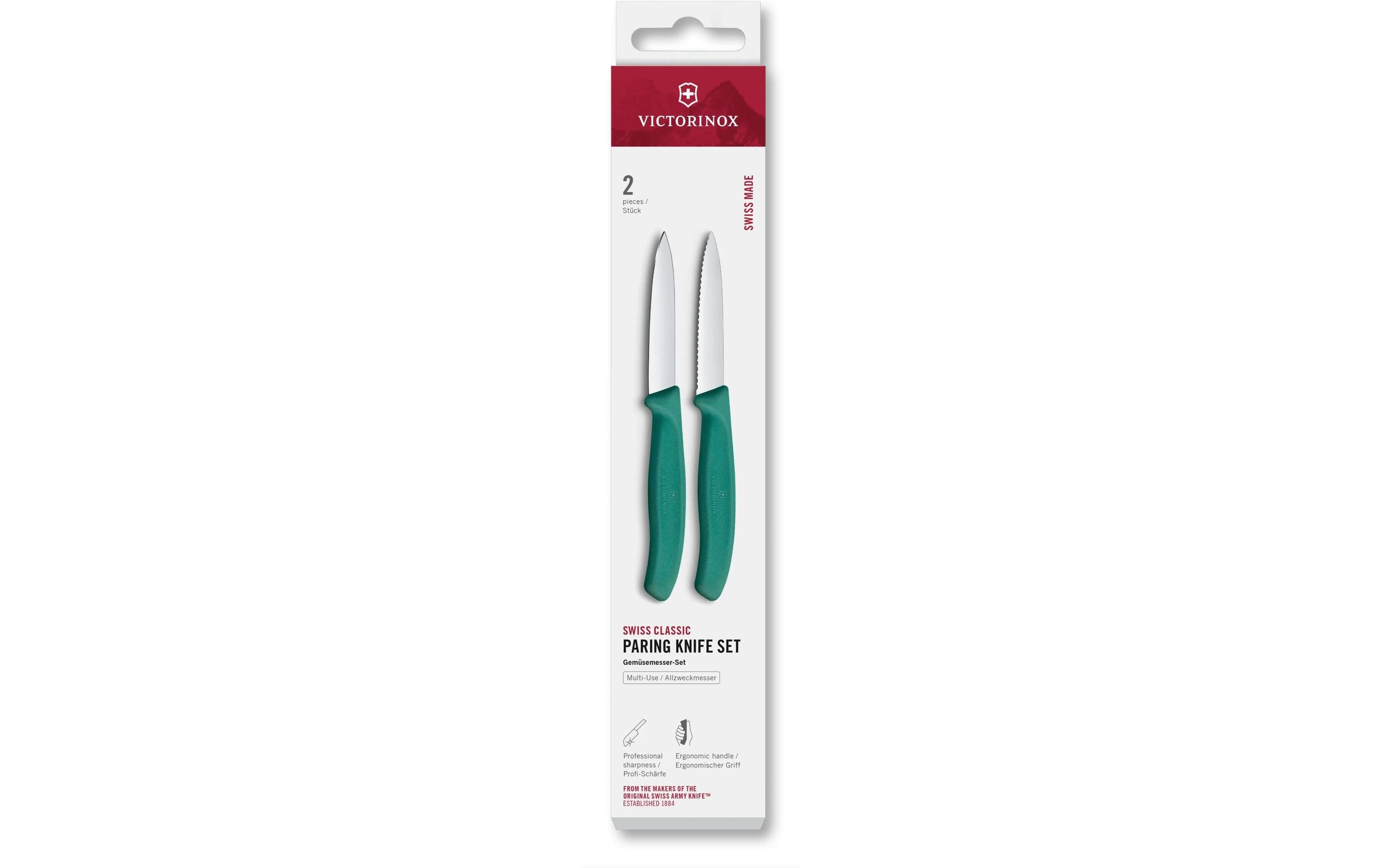 Victorinox Classic Gemüsemesser 8cm grün Set 2tgl, gerader + Wellenschliff Mittelsp.
