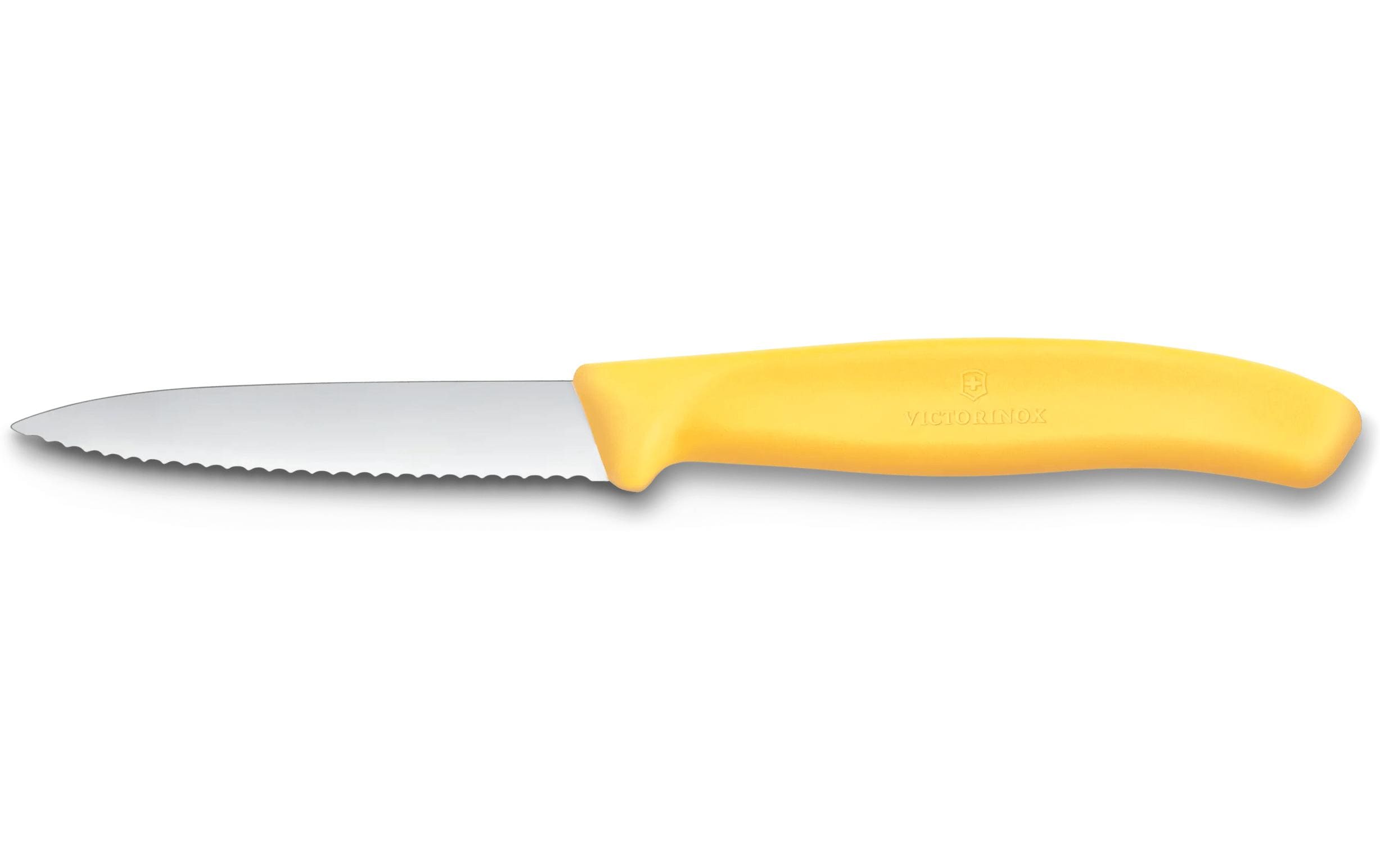 Victorinox Classic Gemüsemesser 8cm gelb Wellenschliff, Mittelspitz