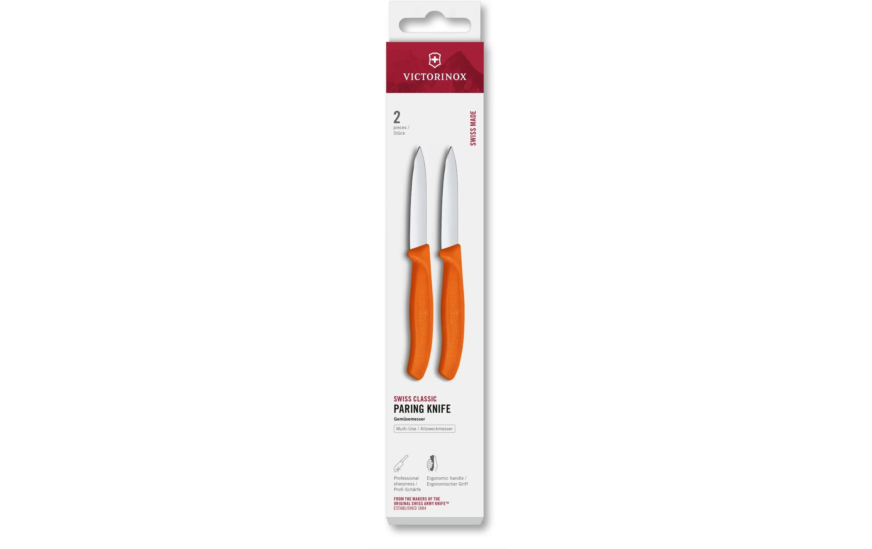 Victorinox Classic Gemüsemesser 8cm orange Set 2-teilig, Mittelspitz