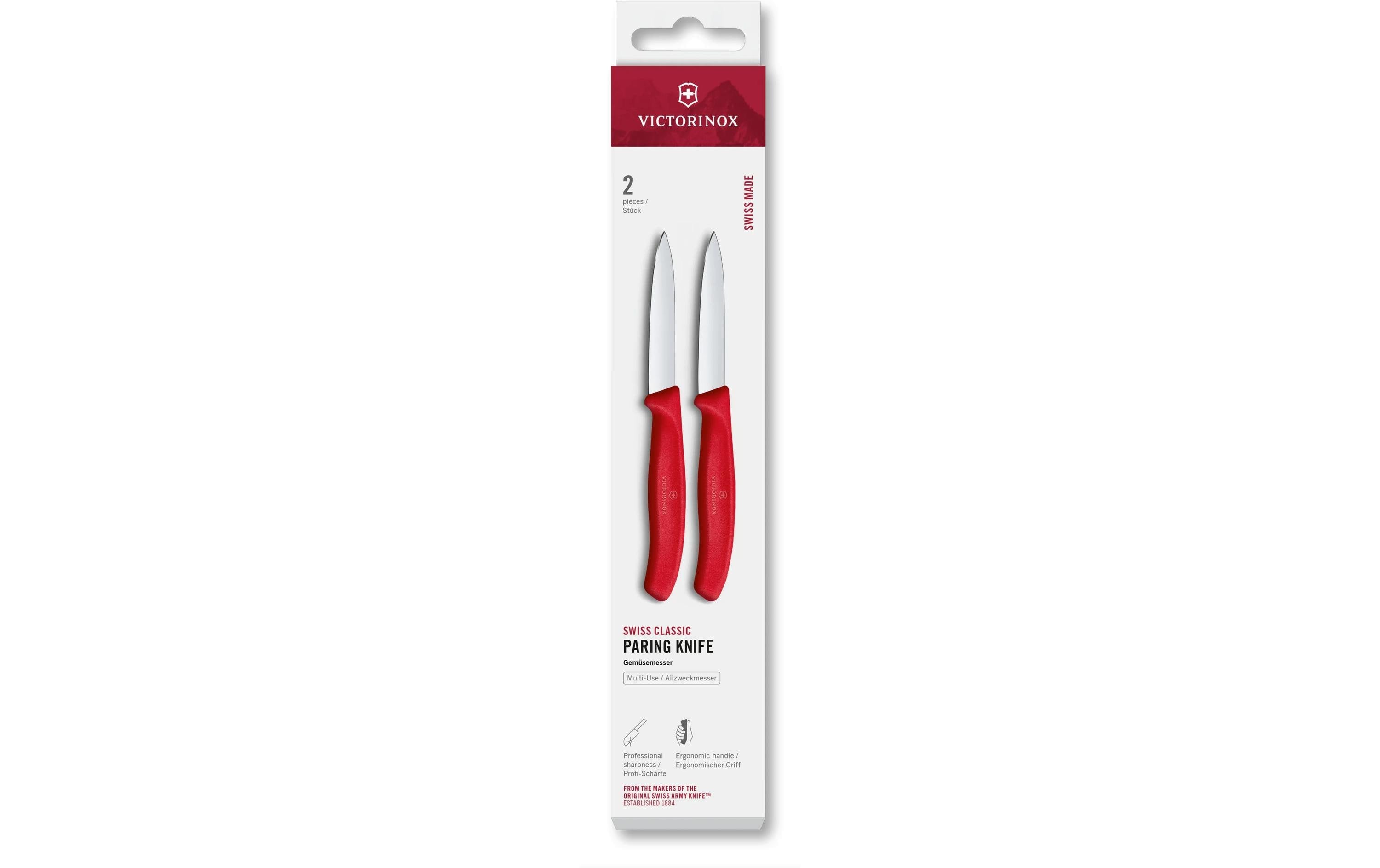 Victorinox Classic Gemüsemesser 8cm rot Set Set 2-teilig, Mittelspitz