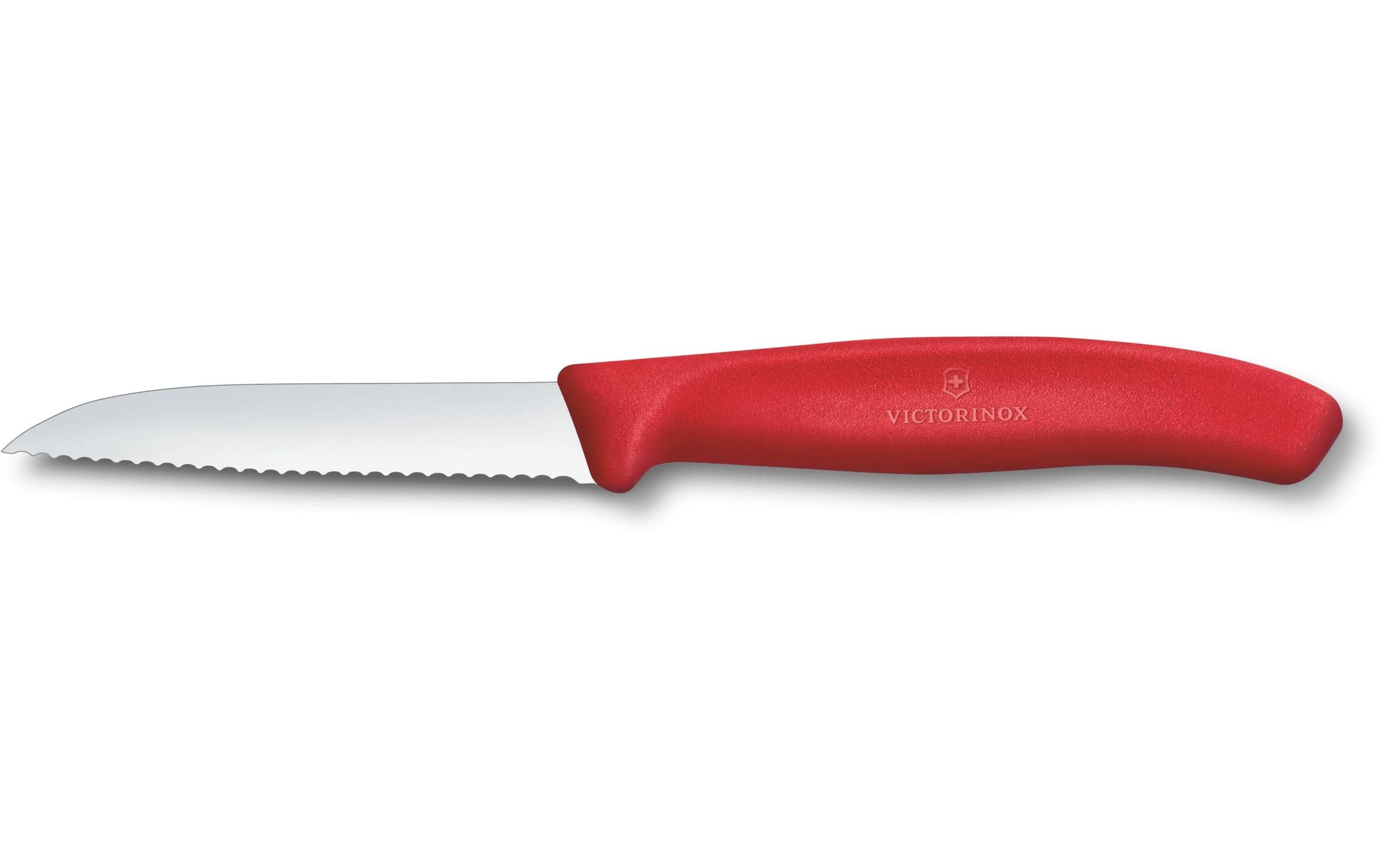 Victorinox Classic Gemüsemesser 8cm rot Wellenschliff, Gerader Schnitt