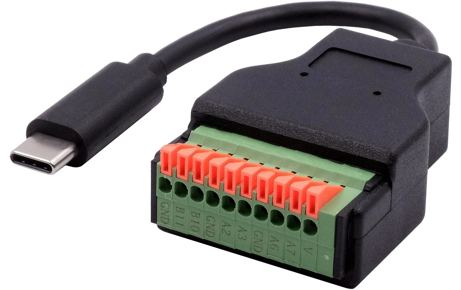 EXSYS EX-49125, USB-C Terminal Block Adap. USB 2.0, 10-pin Terminal Block