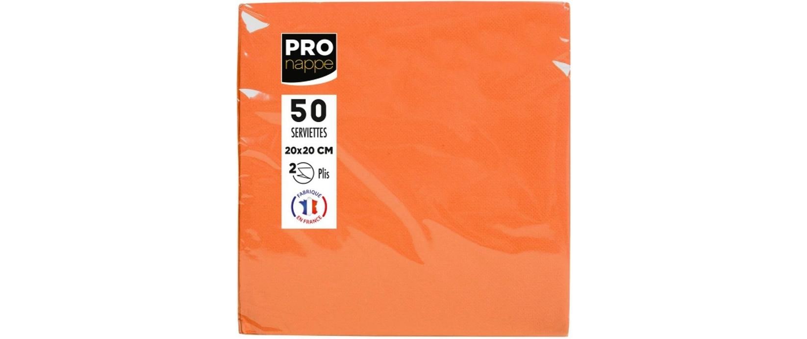 PRO nappe Cocktail Servietten 20x20 cm 50 Stk, Orange, 2-lagig, Papier