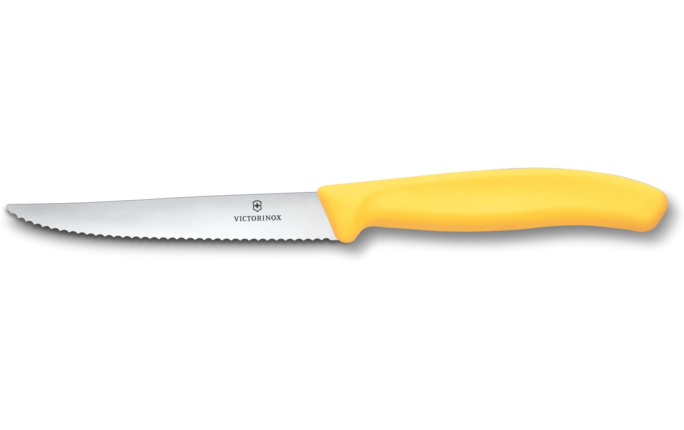 Victorinox Classic Steak/Pizzamesser gelb 11cm, Wellenschliff