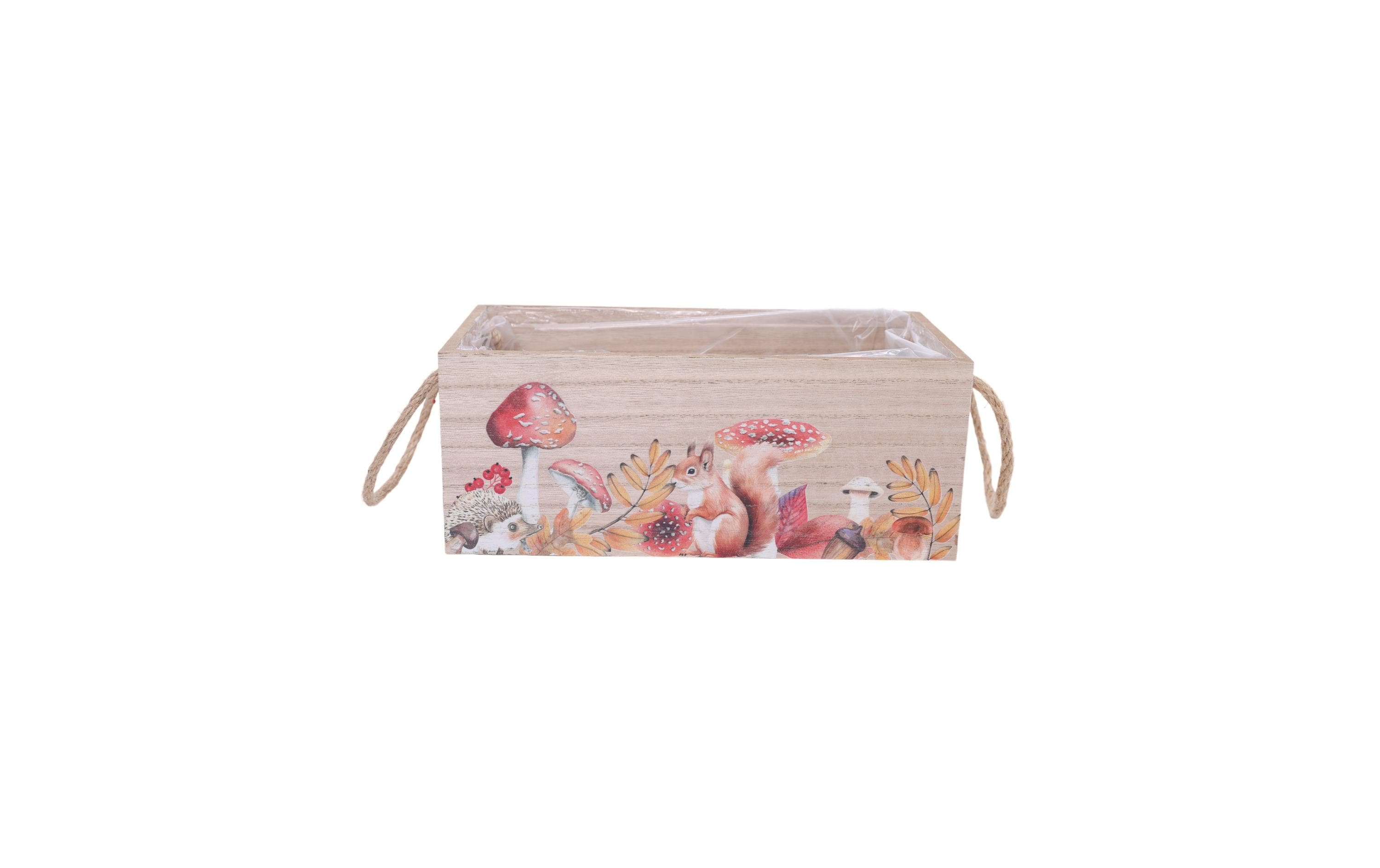 Chalet Pflanzengefäss Herbstwald 18x8x7cm natur/rot