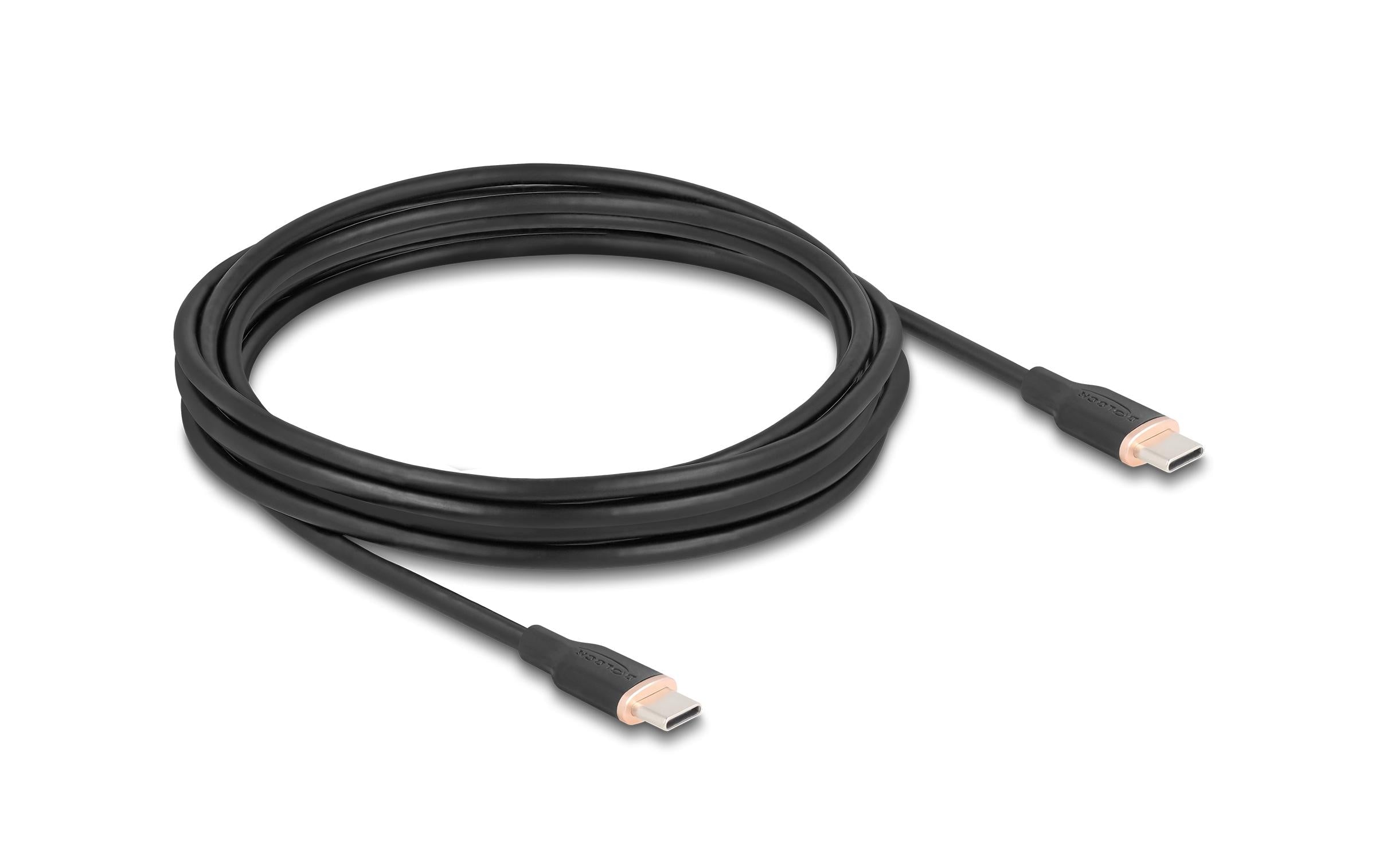 Delock USB-Kabel C-C, 4.0m, Silikon Kabel schwarz, USB 2.0, 60W, PD 3.0
