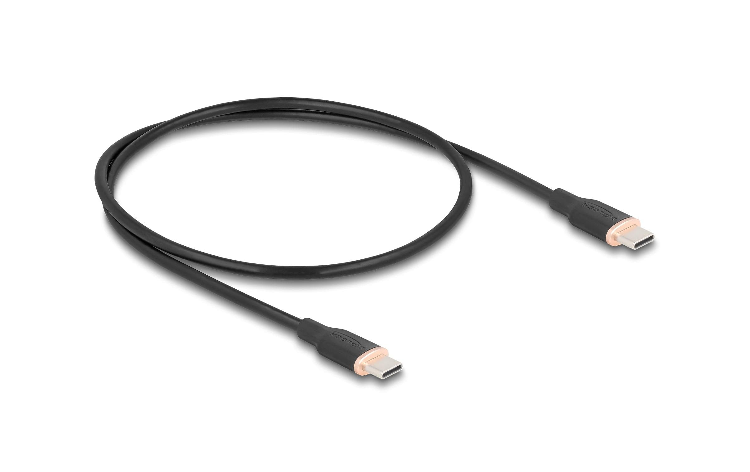 Delock USB-Kabel C-C, 0.5m, Silikon Kabel schwarz, USB 2.0, 60W, PD 3.0