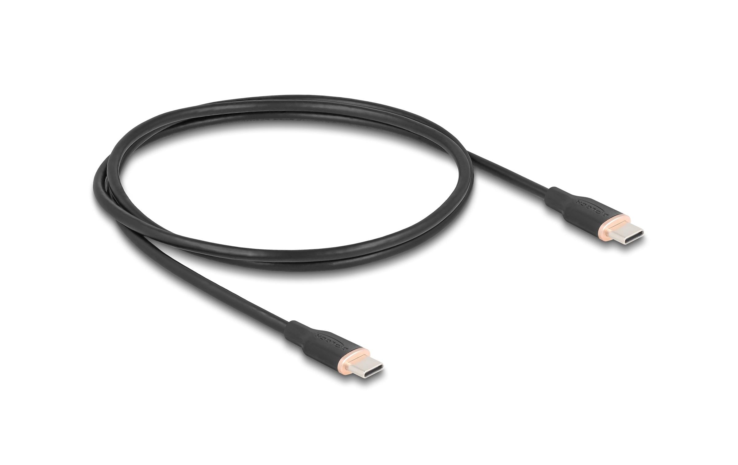 Delock USB-Kabel C-C, 1.0m, Silikon Kabel schwarz, USB 2.0, 60W, PD 3.0