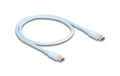 Delock USB-Kabel C-C, 0.5m, Silikon Kabel blau, USB 2.0, 60W, PD 3.0