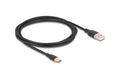 Delock USB-Kabel A-C, 2.5m, Silikon Kabel schwarz, USB 2.0, 3A