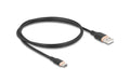 Delock USB-Kabel A-C, 1.0m, Silikon Kabel schwarz, USB 2.0, 3A