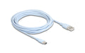 Delock USB-Kabel A-C, 4.0m, Silikon Kabel blau, USB 2.0, 3A