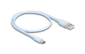 Delock USB-Kabel A-C, 0.5m, Silikon Kabel blau, USB 2.0, 3A
