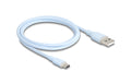 Delock USB-Kabel A-C, 1.0m, Silikon Kabel blau, USB 2.0, 3A