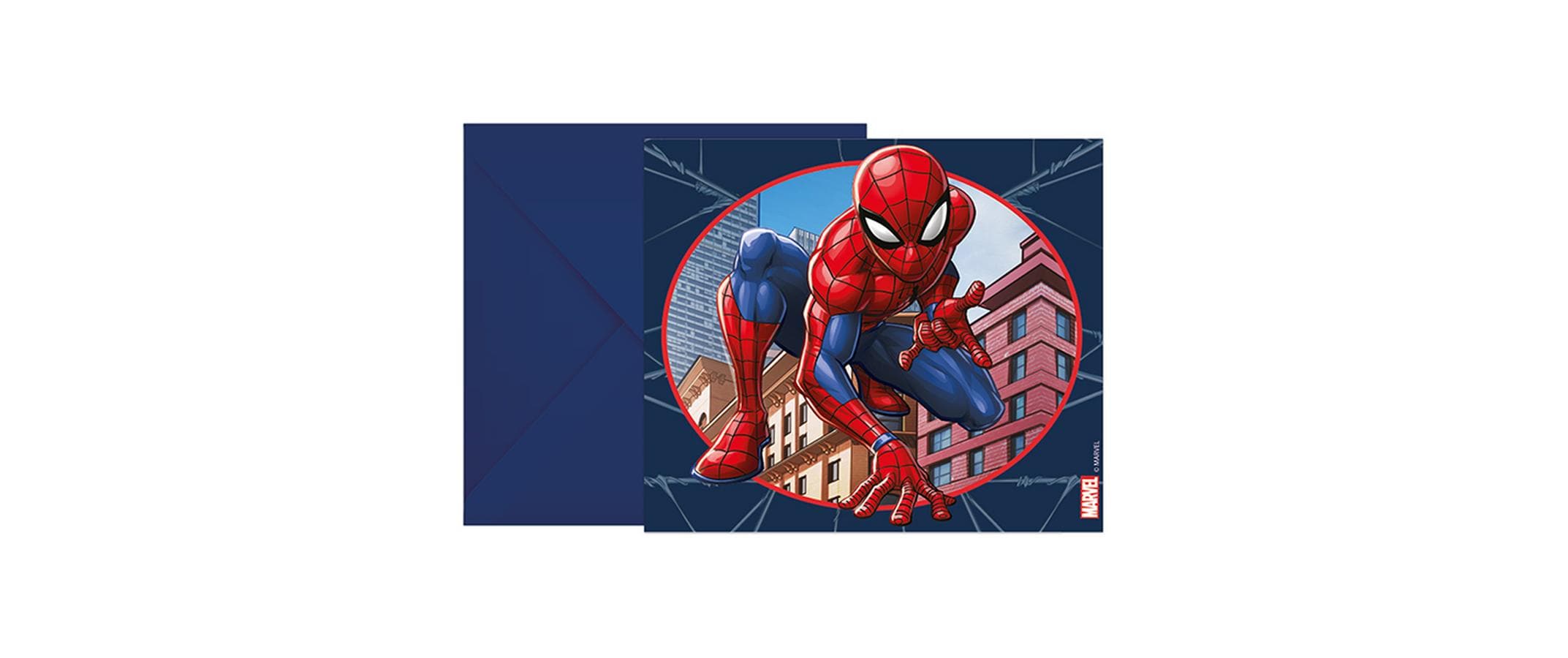 Spiderman Karte 14 x 9 cm, 6 Stk, mit Umschlag, Papier