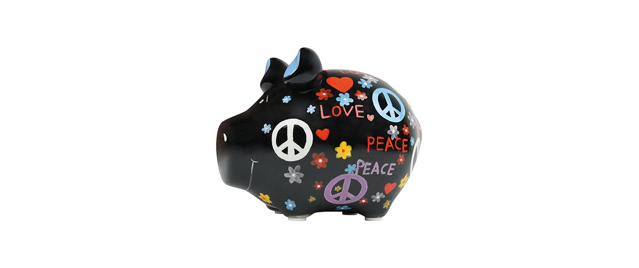 Sparschwein Hippie Schwein 12.5x9x9cm
