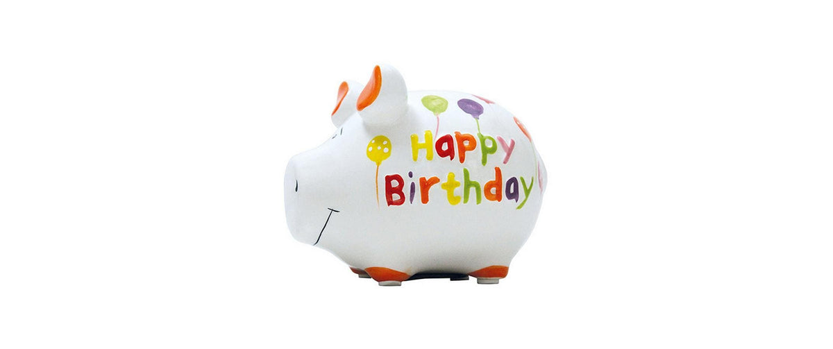 Sparschwein Happy Birthday 12.5x9x9cm
