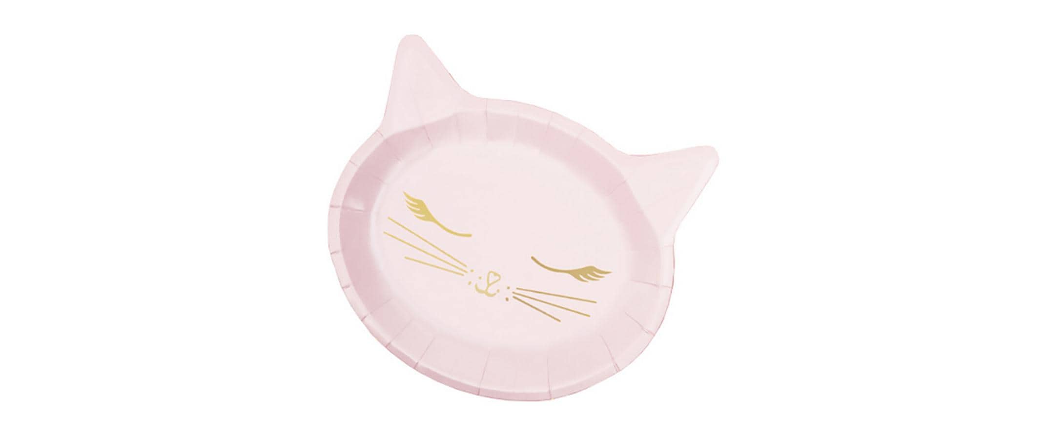 Partydeco Teller Katze rosa, 22x20cm, 6 Stück