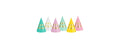 Partydeco Partyhut Happy Birthday pastellfarbig, 16 x 11 cm, 6 Stück