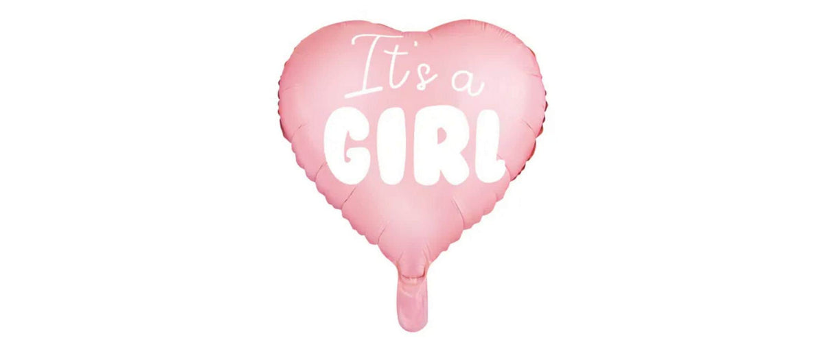 Partydeco Folienballon Its a girl, Heart pink/weiss, 45 cm