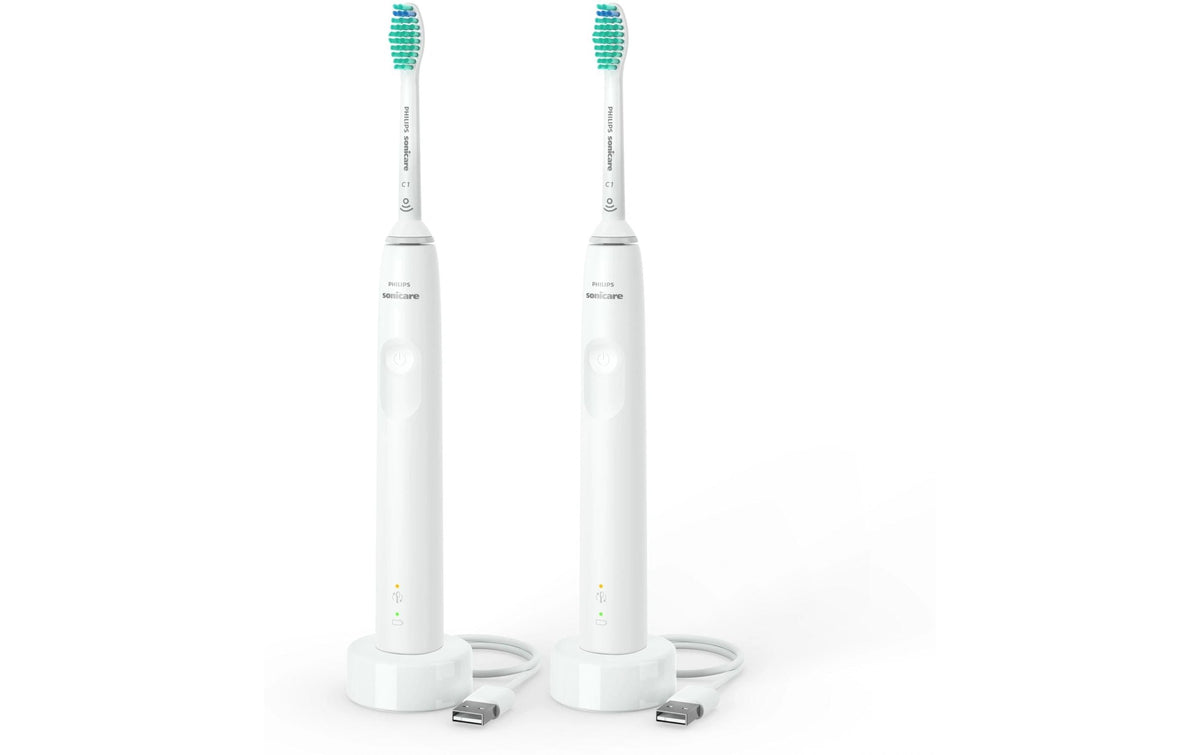 Philips Duo Sonicare Series 3100 HX3675/13 weiss/weiss,Andruckkontrolle, 1 Bürstenkopf