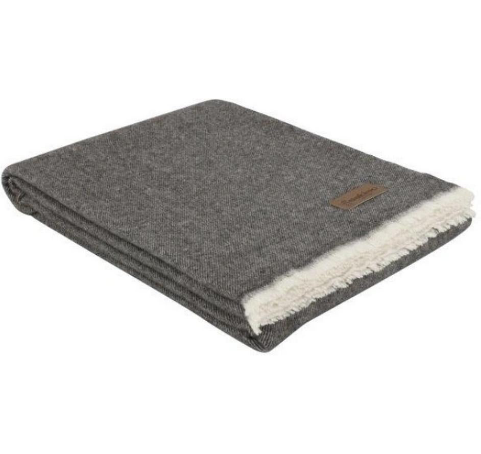 Eskimo Decke Venezia 130x200 cm, Piomba 100% Merino, Schalfranse, waschbar 30 Grad