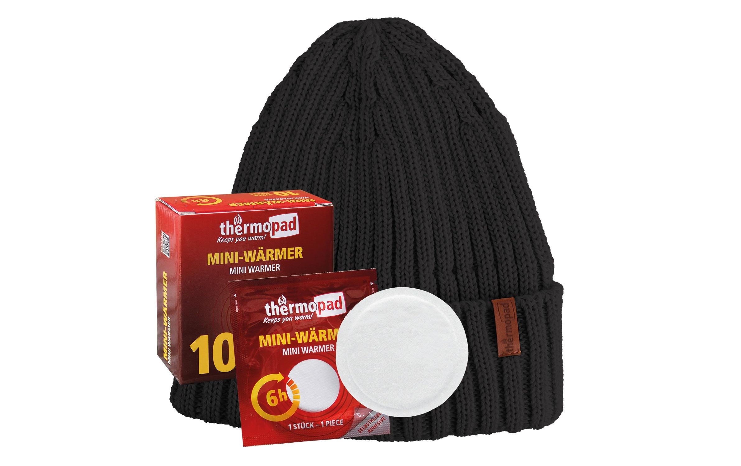 Thermopad BEANIE Merino inkl. 10 Miniwärmer schwarz