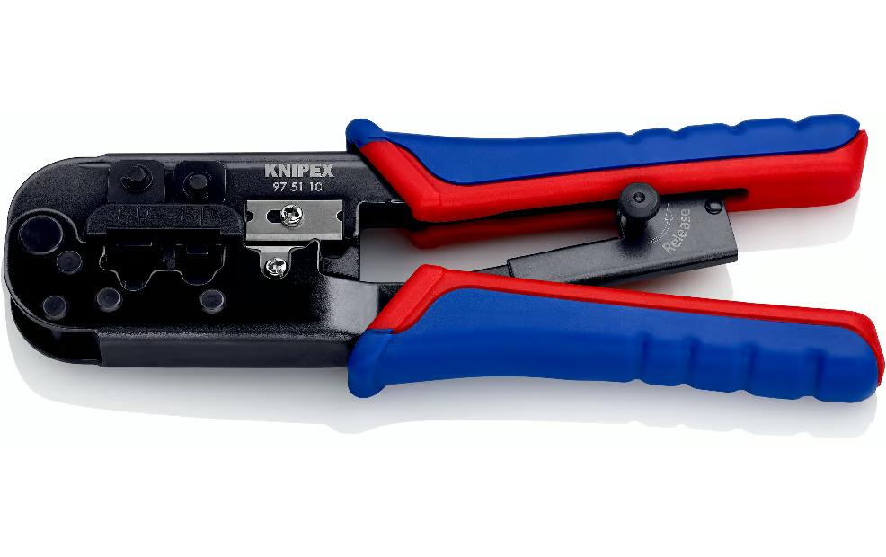 Knipex Crimpzange für Westernstecker 190 mm brüniert Mehrkomponenten-Hüllen
