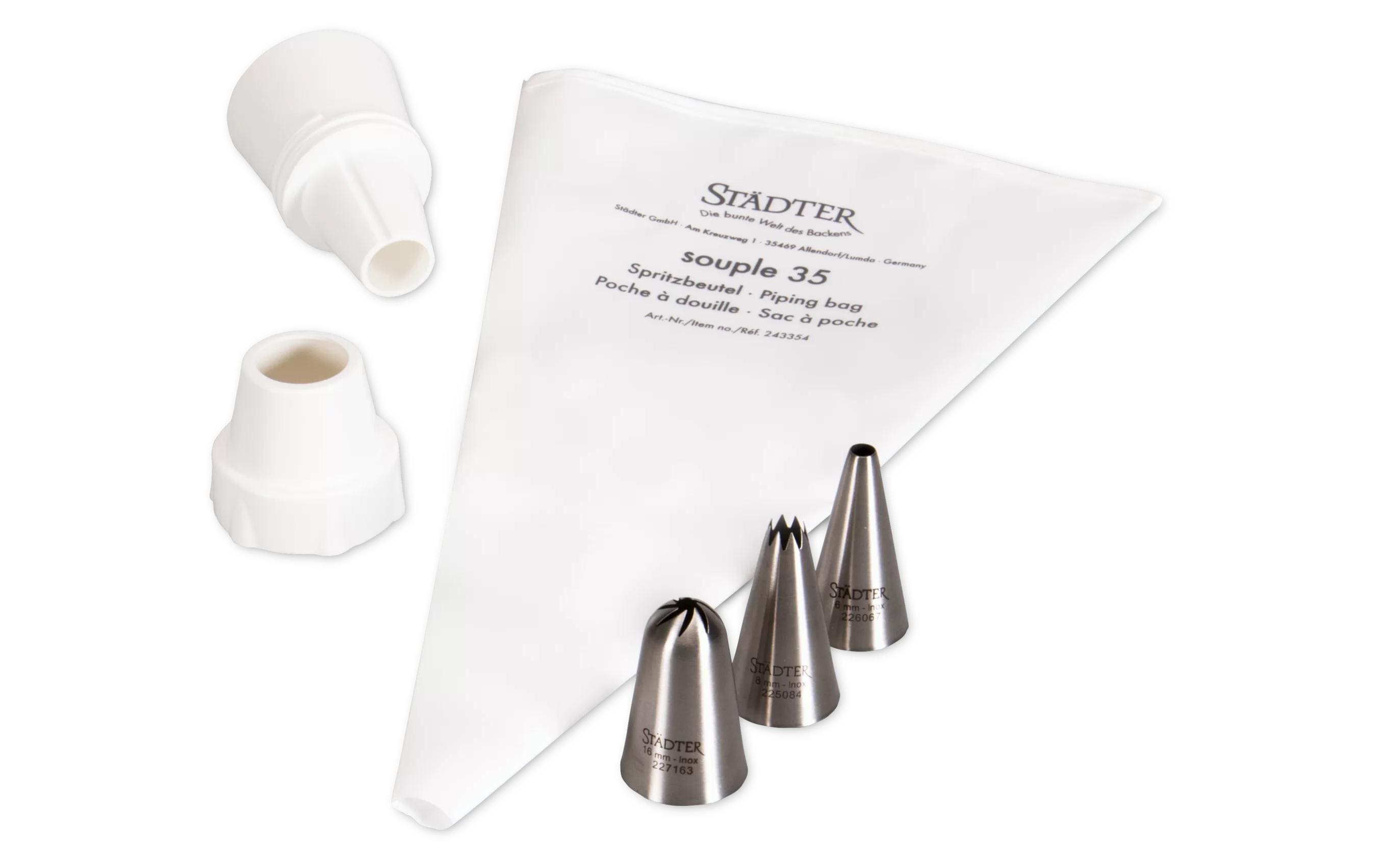 STÄDTER Dekorations Set Tortenzauber Spritzbeutel/Tüllen/Ada