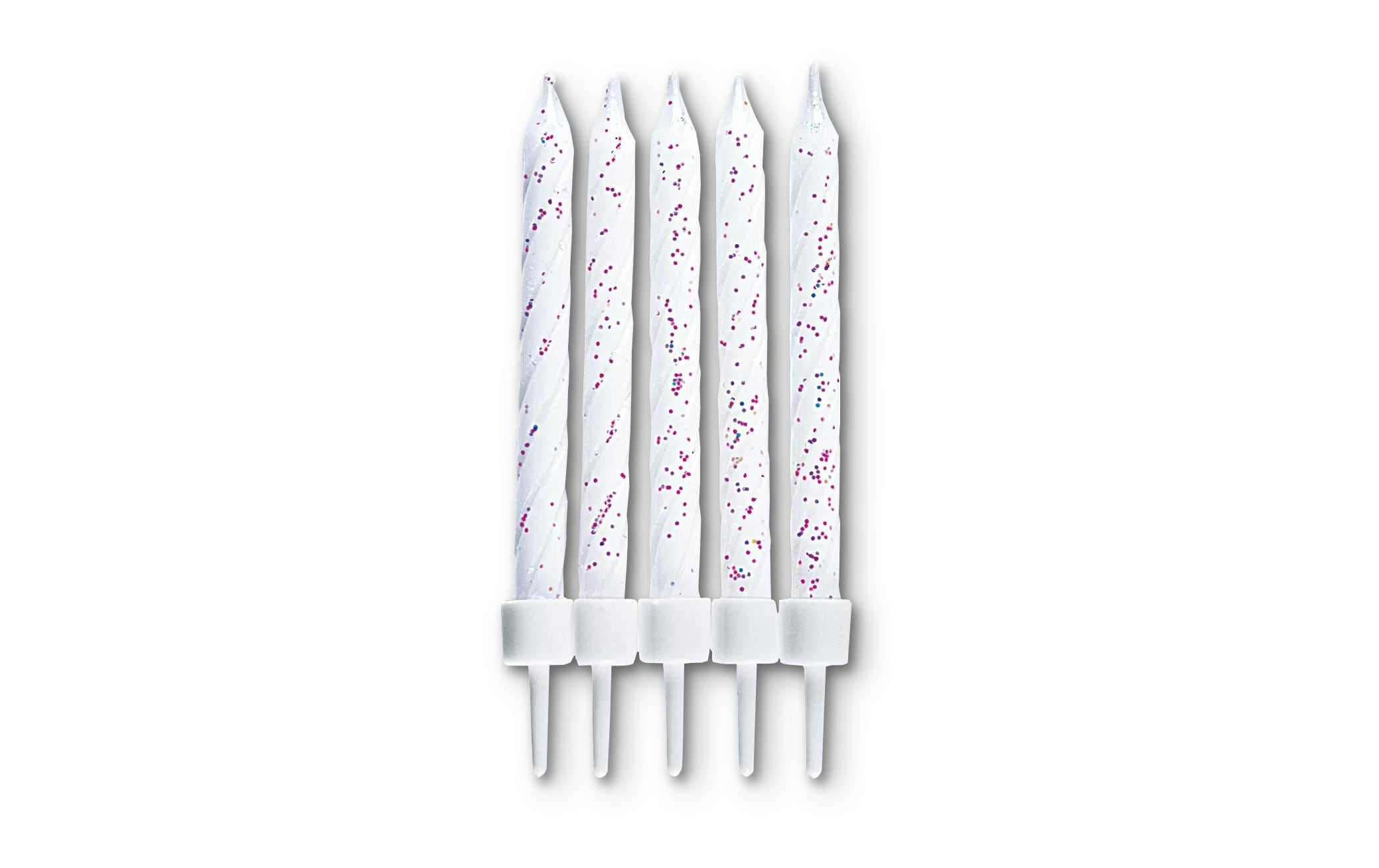 STÄDTER Geburtstagskerzen 7.5 cm Mit Halter 10 Stk. weiss Gl