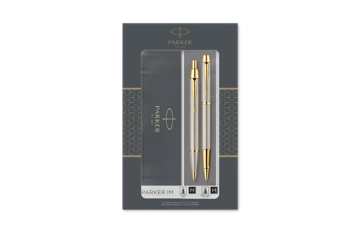 Parker DuoSet Parker IM Brushed Metal G.C. Rollerball F & Kugelschreiber, M-schwarz