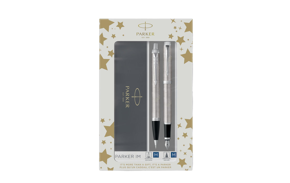 Parker DuoSet Parker IM Brushed Metal C.C. Füllfederhalter & Kugelschreiber, M-blau