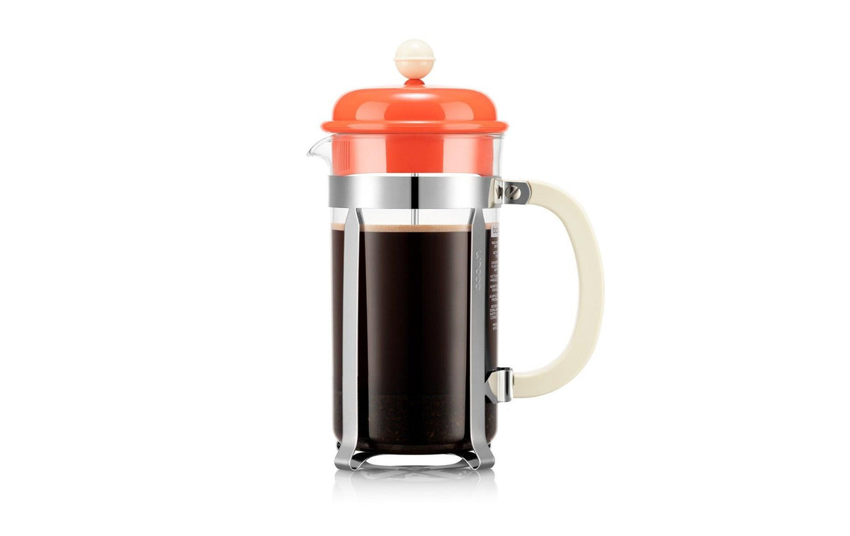 Bodum Caffettiera Kaffeezubereiter 8 Tassen, Bright Coral, 1 Liter
