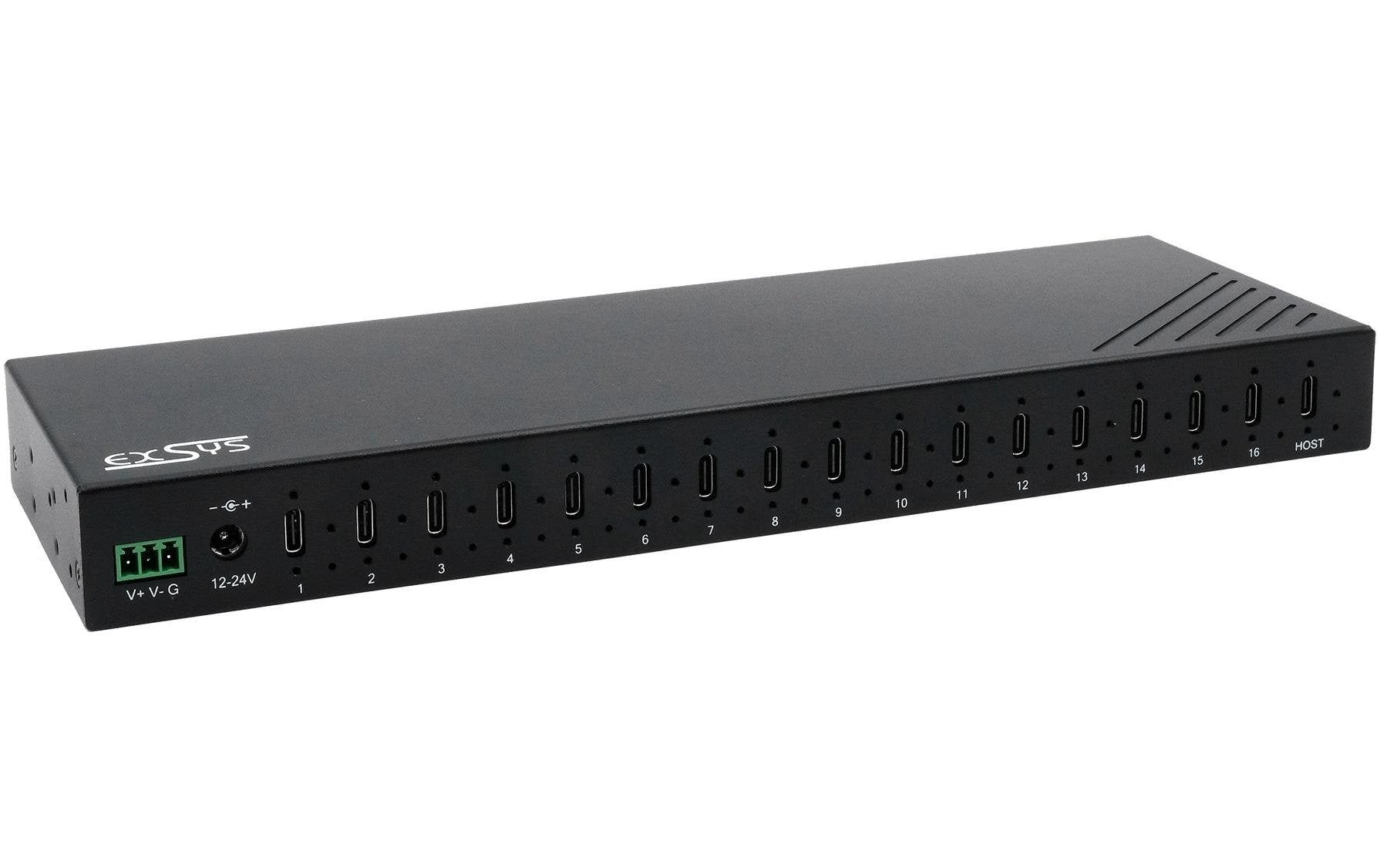 EXSYS EX-12276HMS, 16x USB3.2, Metall HUB 15KV ESD, 16xUSB-C, 120W