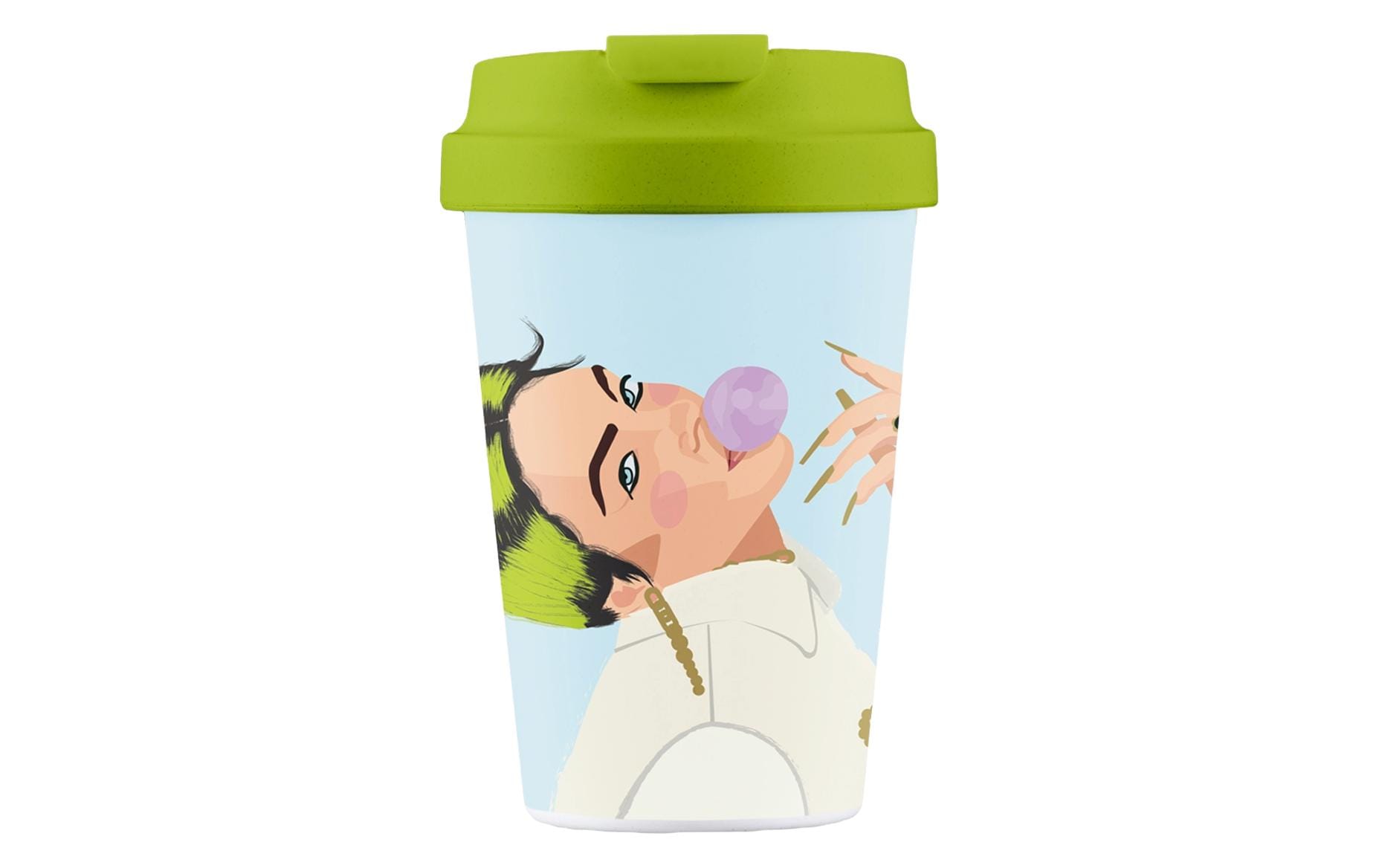 bioloco Kaffeebecher Easy Cup-Ocean eyes 350ml, wiederverschliessbarer Deckel