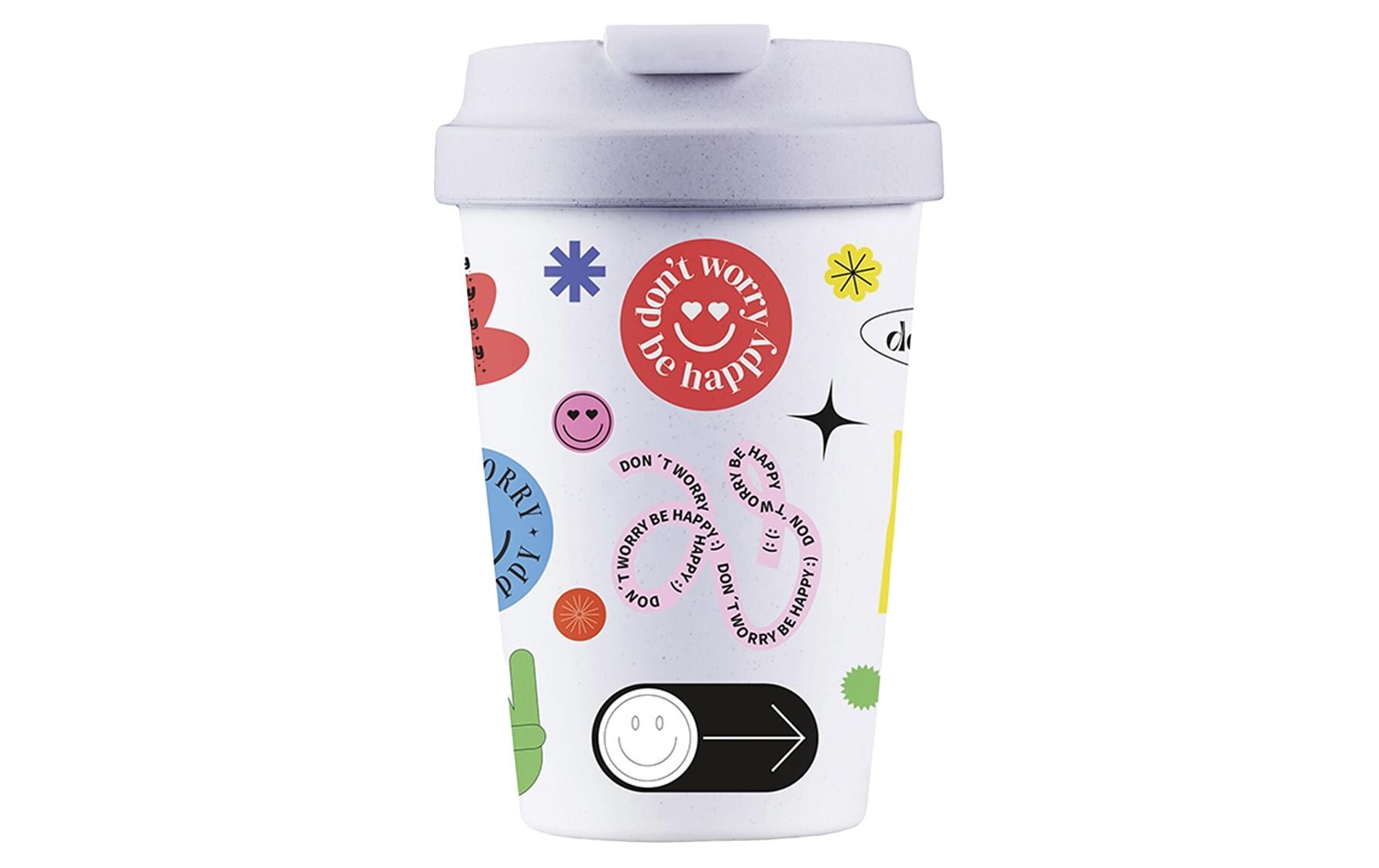 bioloco Kaffeebecher Easy Cup-Dont worry 350ml, wiederverschliessbarer Deckel