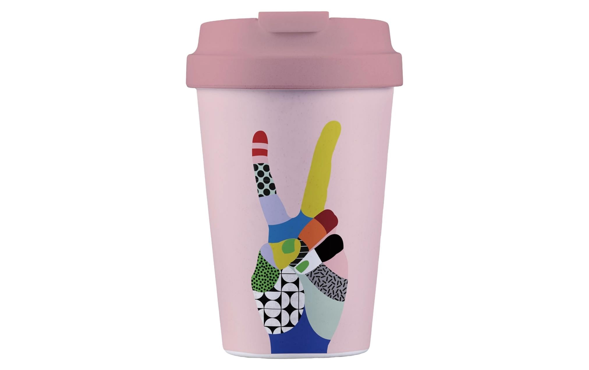 bioloco Kaffeebecher Easy Cup-Peace 350ml, wiederverschliessbarer Deckel