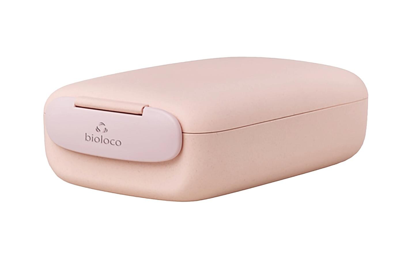 bioloco Lunchbox rectangle -Beige 13x19.5x6cm, beige/rosa