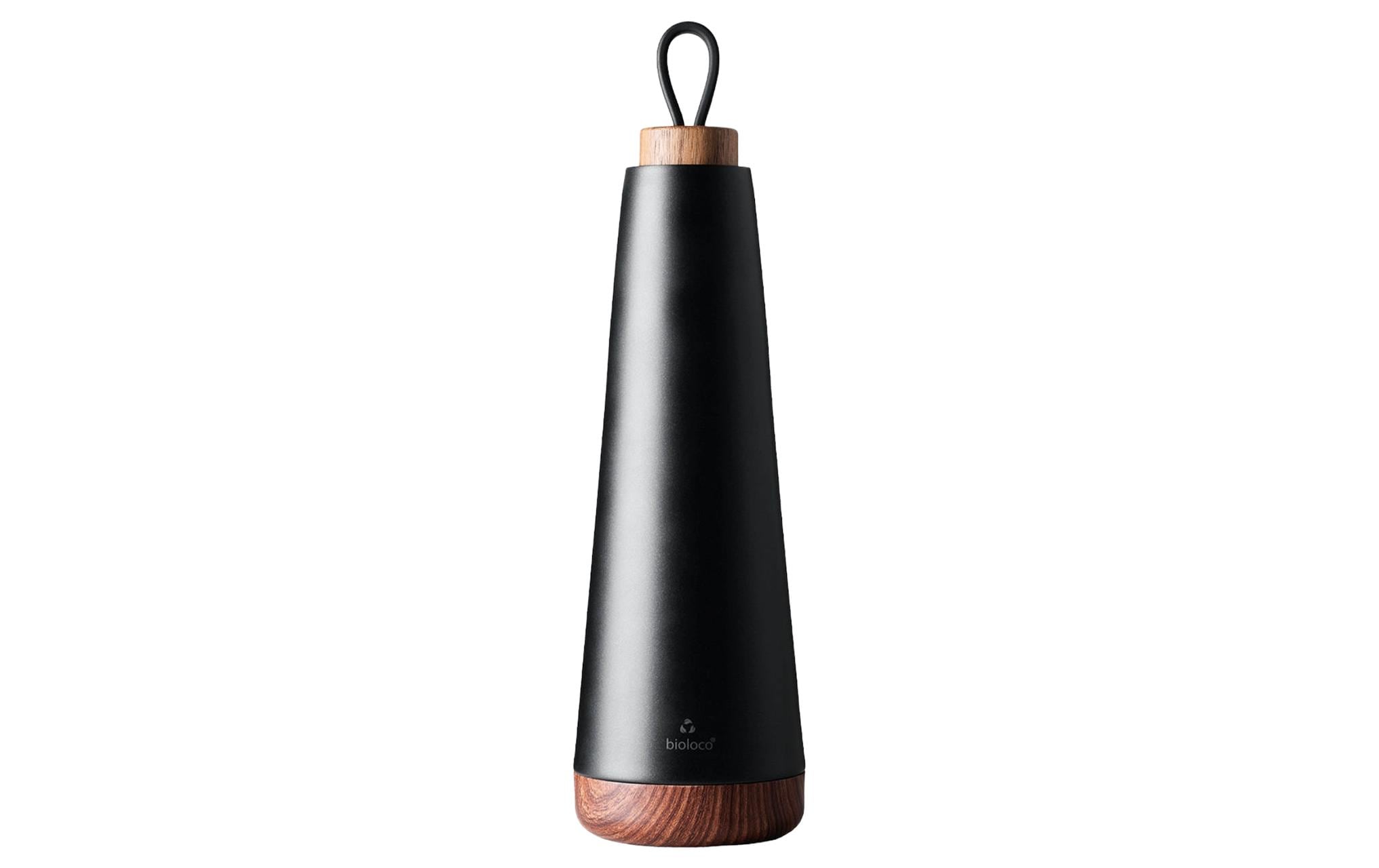 bioloco Thermofla. loop grande-Matt black 1000ml, Edelstahl, Holzdeckel