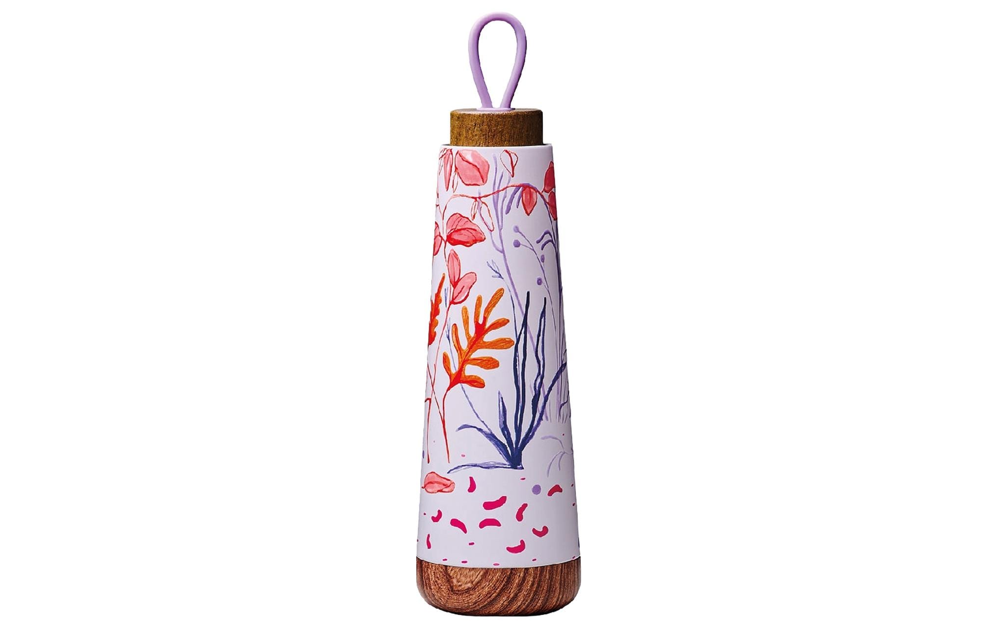 bioloco Thermoflasche Loop-Bright Autumn 500ml , Edelstahl, Holzdeckel