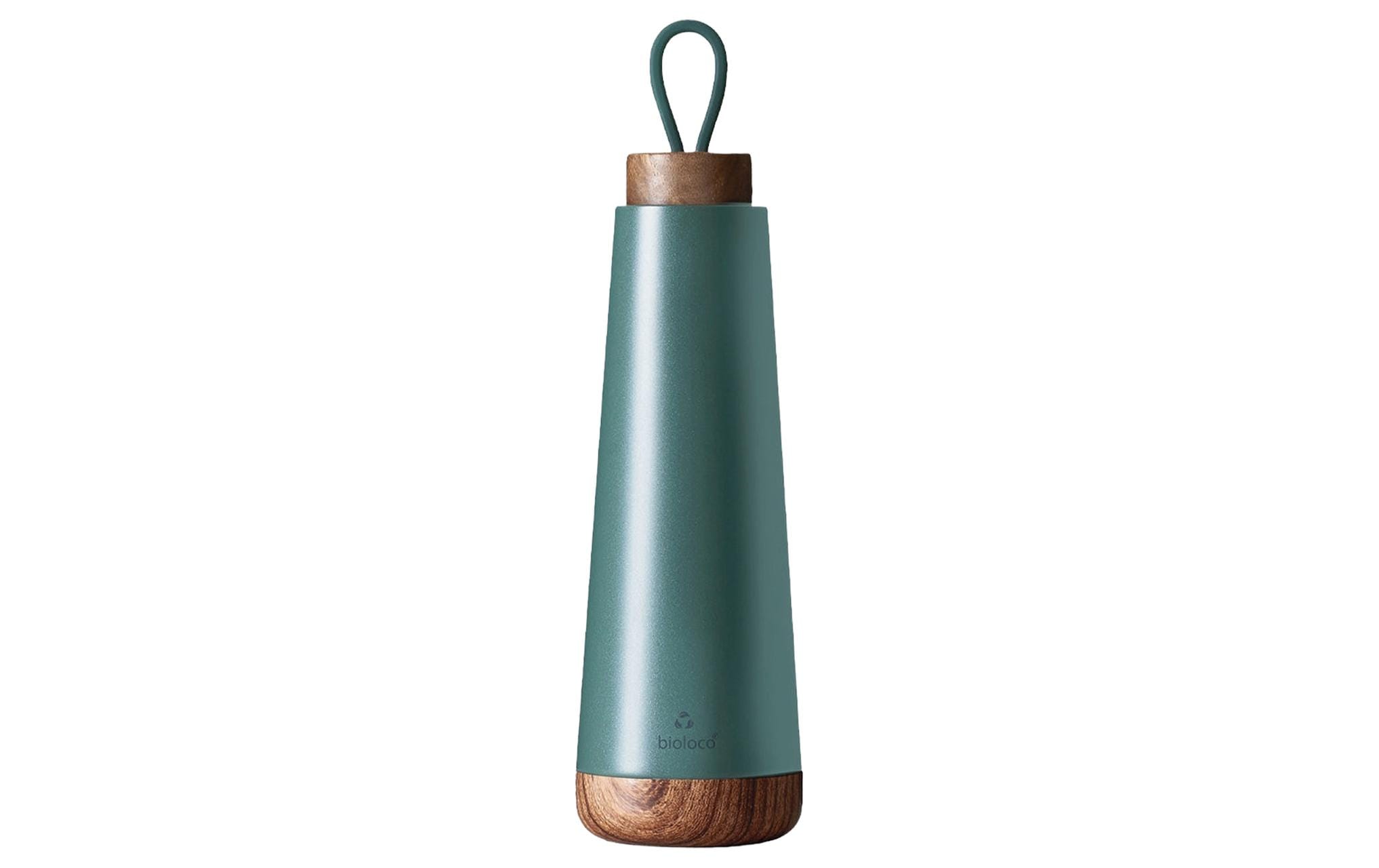 bioloco Thermoflasche Loop-Dark sage 500ml , Edelstahl, Holzdeckel