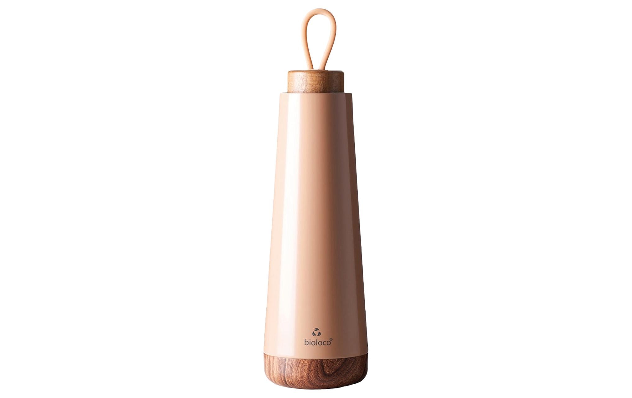bioloco Thermoflasche Loop-Clay 500ml , Edelstahl, Holzdeckel