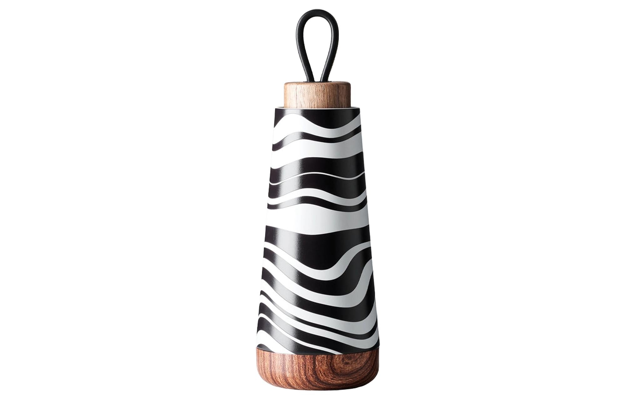 bioloco Thermoflasche Loop Mini-Stripes 350ml , Edelstahl, Holzdeckel