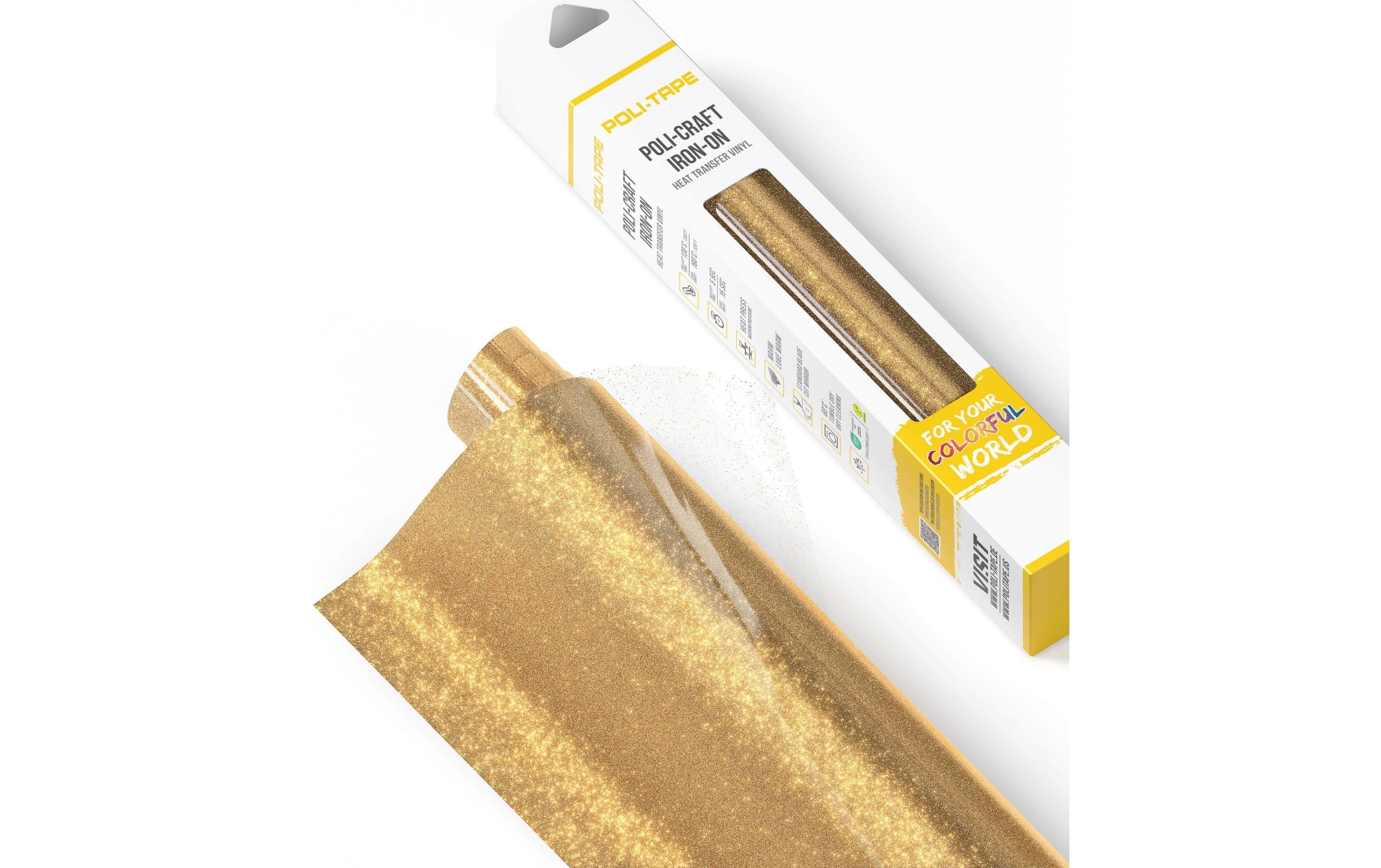Poli-Tape Aufbügelfolie Glitter Hellgold 30,5 cm x 61 cm