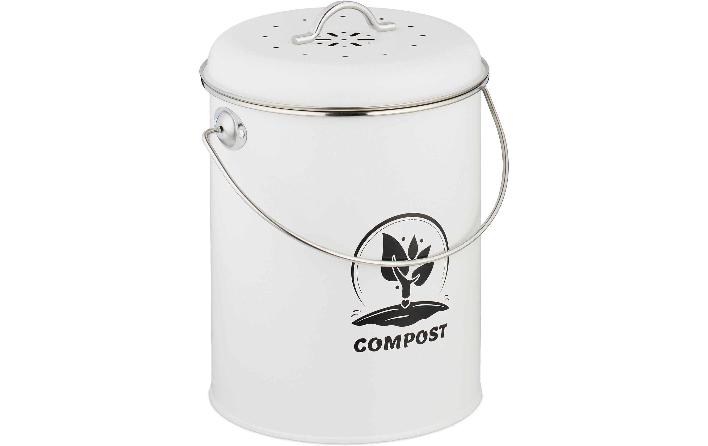 relaxdays Komposteimer mit Geruchsfilter 5.5 Liter, Weiss