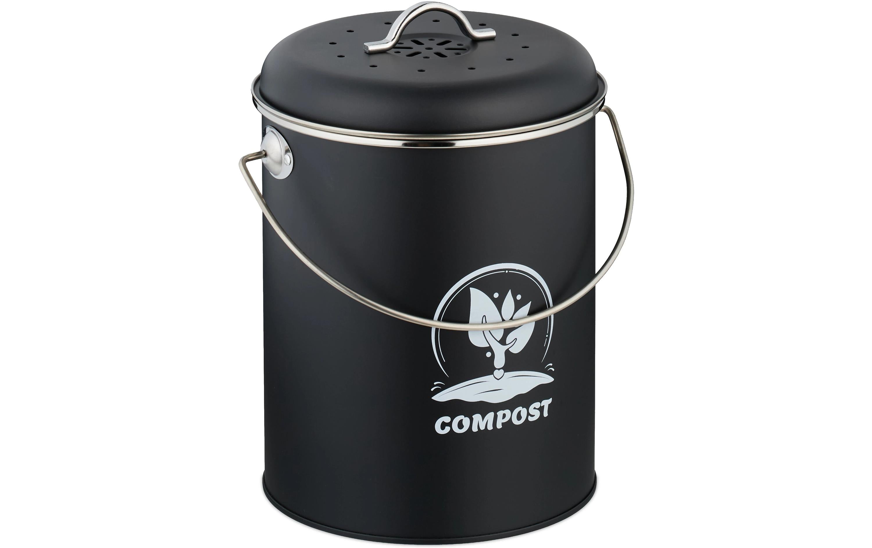 relaxdays Komposteimer mit Geruchsfilter 5.5 Liter, Schwarz