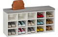 relaxdays Schuhbank mit Sitzfläche Mit 15 Fächern, MDF