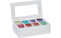 relaxdays Teebeutel-Box Bambus, 8 Fächer, Weiss